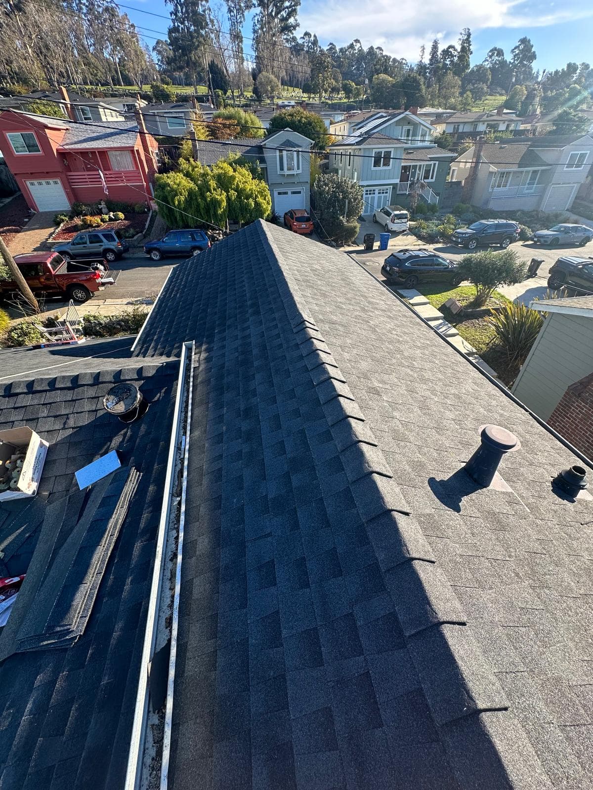 New architectural shingles on a Bay Area roof